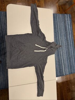 Muji Charcoal Gray Hoodie Sweatshirt with Drawstring